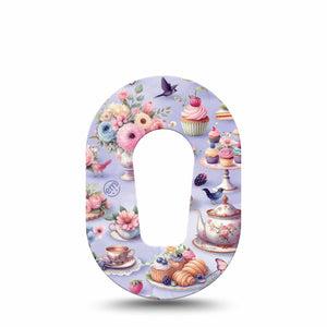 ExpressionMed Floral Tea Party Dexcom G6 Mini Tape Single Tape Cute Tea Party Foods, Adhesive Tape CGM Design