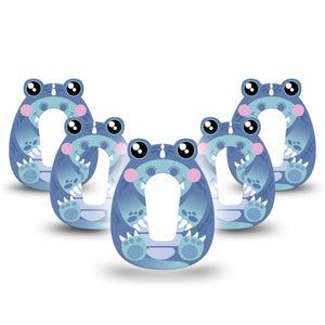 ExpressionMed Blue Dinosaur Dexcom G6 Gumdrop Shape Tape, 5-Pack Tape Squishmellow Dino Baby Inspired Overlay Patch CGM Design