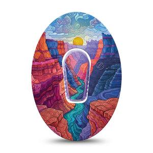 ExpressionMed Grand Canyon Dexcom G6, Single Tape and Single Sticker rugged landscape pattern Sensor Cover for Continuous Glucose Monitor