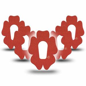 ExpressionMed Cherry Red Dexcom G6 Flower Shape Tape, 5-Pack Tape Solid Rosy Red Shade, Adhesive Patch Continuous Glucose Monitor Design