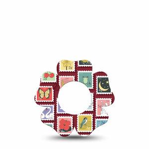 ExpressionMed Postage Stamp Freestyle Libre, Libre 2 Plus, and Abbott Lingo Flower, Single Tape Cute icon postage stamps Decorative Adhesive Tape for CGM
