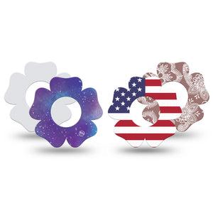 ExpressionMed All Time Best Sellers Variety Pack Freestyle Libre 2 and Libre 2 Plus Flower Shape Tape, Abbott Lingo,  4-Pack Tape Variety Essential Designs, Fixing Ring Tape CGM Design