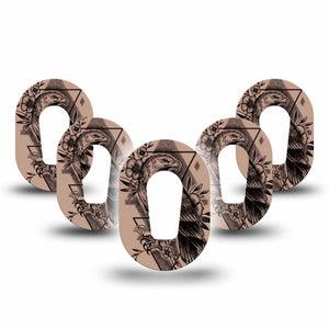 ExpressionMed Hawk Dexcom G6 Mini Tape, 5-Pack Tape Triangle Bird Tattoo, Adhesive Tape CGM Design