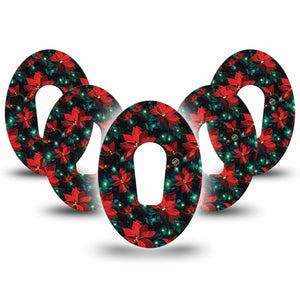 ExpressionMed Christmas Floral Dexcom G6 Tape, 5-Pack Tape Christmas Bloom, Plaster Continuous Glucose Monitor Design