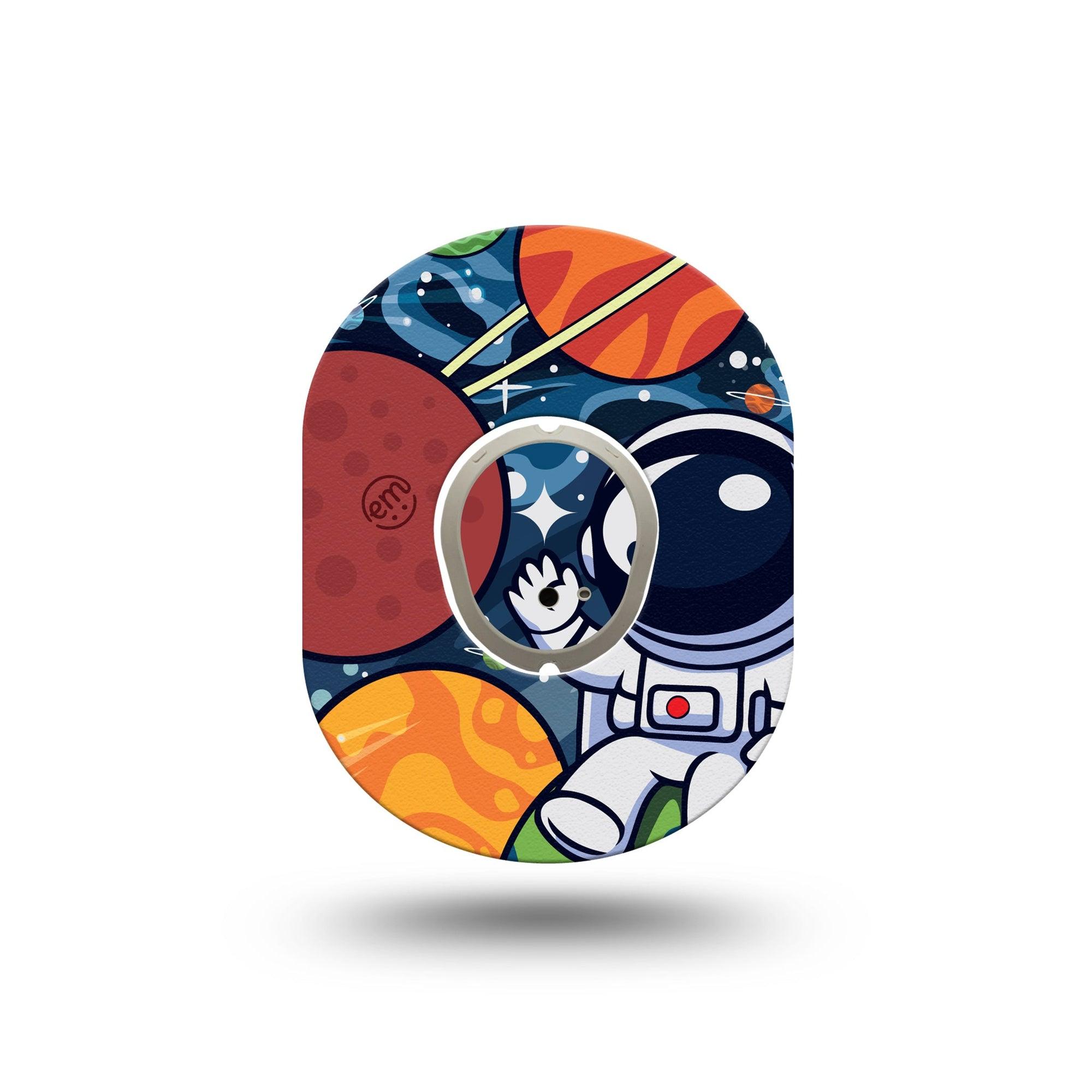 ExpressionMed Astronaut Dexcom G7 Mini Tape, Dexcom Stelo Glucose Biosensor System,  Single Tape and Single Sticker Animated Astronaut Patch Continuous Glucose Monitor Design