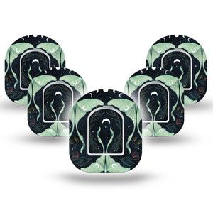 ExpressionMed Luna Moth Omnipod Mini Tape 5-Pack Tape and 5-Pack Sticker Moth Cosmic Inspired, Adhesive Tape Pump Design