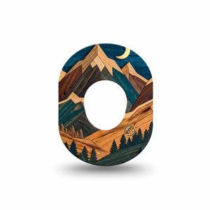 ExpressionMed Wood Mountains Dexcom G7 and Dexcom Stelo Glucose Biosensor System Mini, Single Tape earthy outdoor graphic Waterproof Plaster for CGM