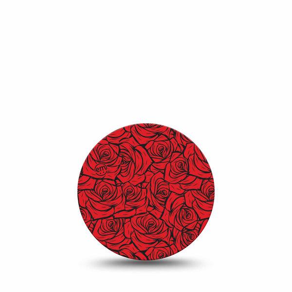 ExpressionMed Roses Freestyle Libre 3 and Libre 3 Plus OverPatch, Single Tape Bold red roses Adhesive Tape for CGM