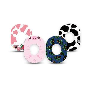 ExpressionMed Down on the Farm Variety Pack Dexcom G7 Mini Tape, Dexcom Stelo Glucose Biosensor System, 4-Pack Tape Variety, Cartoon Like Animals and Tractors, Patch Continuous Glucose Monitor Design