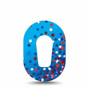 ExpressionMed Confetti Stars Dexcom G6 Mini Tape Single Tape Red White Blue Stars, Adhesive Tape CGM Design