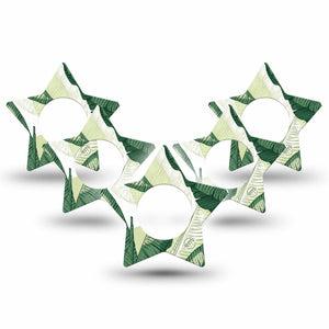 ExpressionMed Palm Leaf Freestyle Libre, Libre 2 Plus, and Abbott Lingo Star, 5-Pack Layered green foliage Accessories for Continuous Glucose Monitor