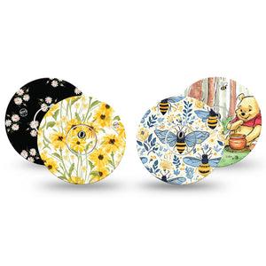 ExpressionMed Sunny Freestyle Libre 3 and Libre 3 Plus, tape and sticker  sunny yellow pattern Fixing Ring Tape for Continuous Glucose Monitor