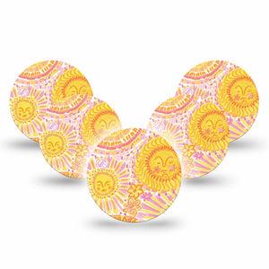 ExpressionMed Bright Sunshine Freestyle Libre 3 and Libre 3 Plus OverPatch, 5-Pack cheerful yellow style Plaster for Continuous Glucose Monitor