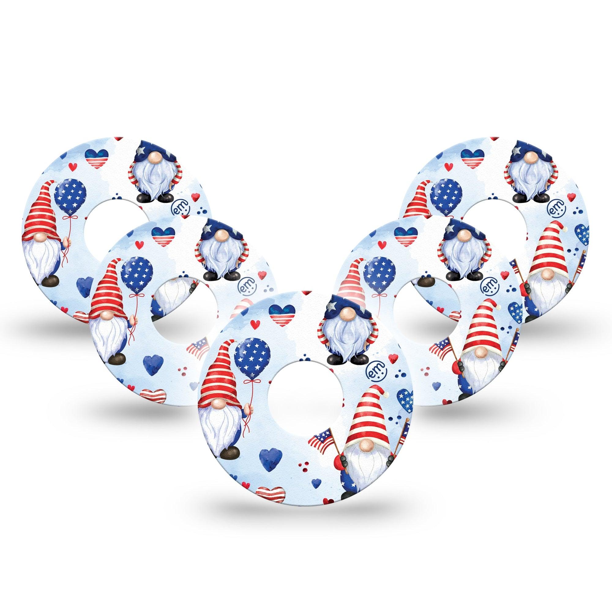 ExpressionMed Summer Gnomies Freestyle Libre 3 Tape 5-Pack red white blue flower mix Adhesive Tape CGM Design