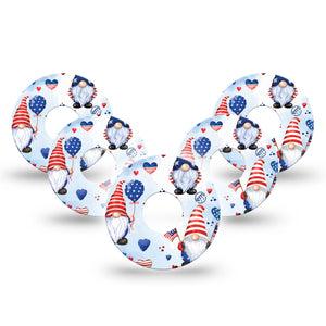 ExpressionMed Summer Gnomies Freestyle Libre 3 Tape 5-Pack red white blue flower mix Adhesive Tape CGM Design