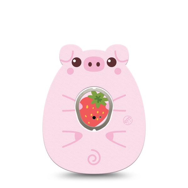 ExpressionMed Strawberry Piglet Dexcom G7 Gumdrop Shape Tape, Dexcom Stelo Glucose Biosensor System, Single Tape and Single Sticker Piglet Treats Patch CGM Design