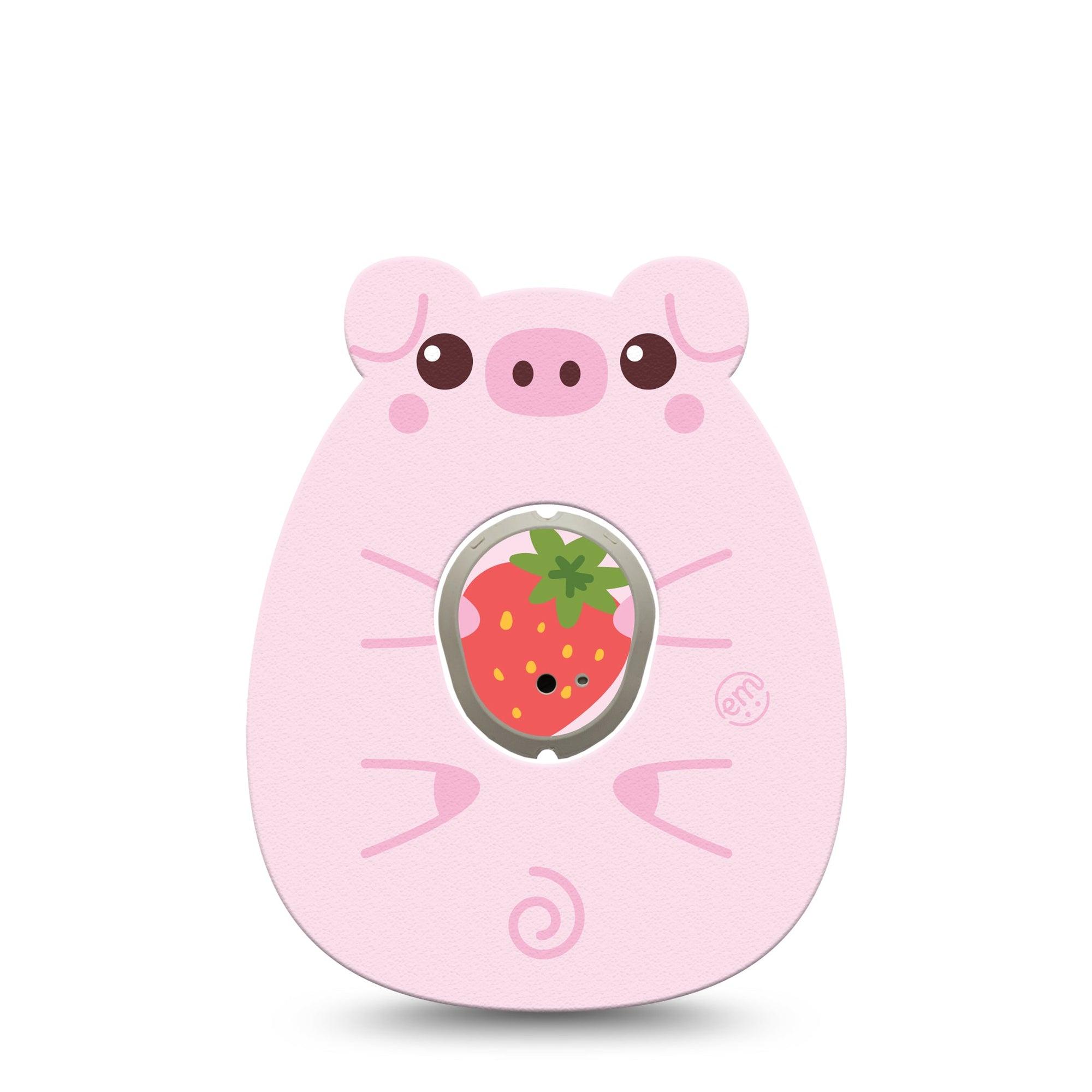 ExpressionMed Strawberry Piglet Dexcom G7 Gumdrop Shape Tape, Dexcom Stelo Glucose Biosensor System, Single Tape and Single Sticker Piglet Treats Patch CGM Design