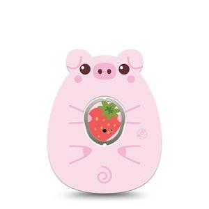 ExpressionMed Strawberry Piglet Dexcom G7 Gumdrop Shape Tape, Dexcom Stelo Glucose Biosensor System, Single Tape and Single Sticker Piglet Treats Patch CGM Design