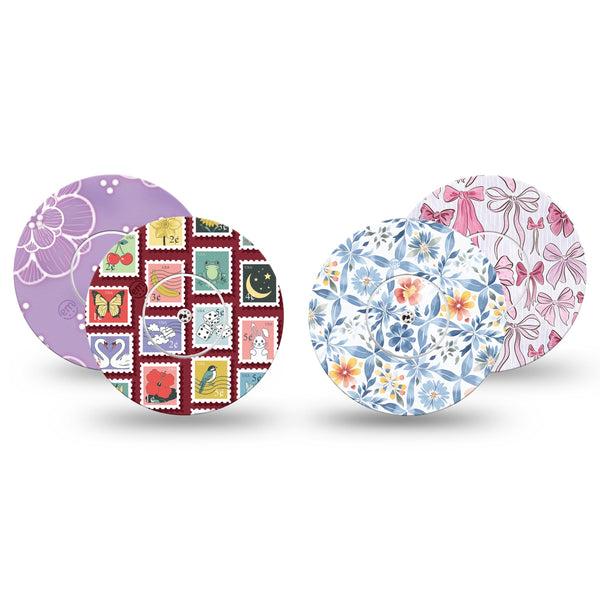 ExpressionMed Darling Details Freestyle Libre, Libre 2 Plus, and Abbott Lingo, 4-Pack Tape and 4-Pack Sticker, Sweet motifs Adhesive Tape for CGM