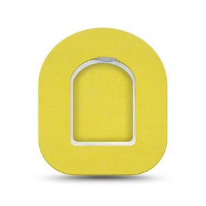 ExpressionMed Butter Yellow Omnipod Surface Center Sticker and Mini Tape,  Solid Color, Vinyl Sticker and Tape Design Pump Design