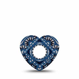 ExpressionMed Indigo Loomwork Freestyle Libre 3 and Libre 3 Plus Heart, Single Tape Wool texture pattern Vinyl Decoration for CGM