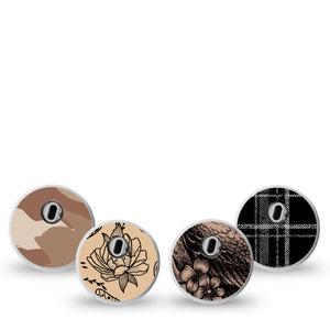 ExpressionMed Black and Tan Variety Pack Variety Pack Freestyle Libre 3 Sticker, 4-Pack Sticker Variety Tough Inspired Prints, Decorative Decal CGM Design