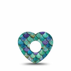 ExpressionMed Mermaid Scales Freestyle Libre 3 and Libre 3 Plus Heart, Single Tape iridescent scale design Vinyl Decoration for CGM