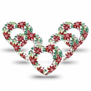 ExpressionMed Christmas Wreath Freestyle Libre 2 Heart Shape Tape, Abbott Lingo,  5-Pack Tape Winter Holiday Feeling Wreath, Adhesive Patch CGM Design