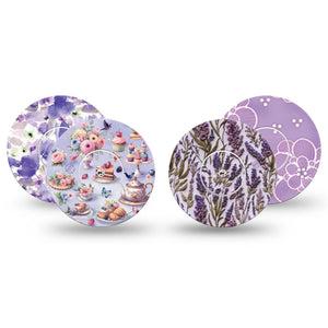 ExpressionMed Garden Party Freestyle Libre, Libre 2 Plus, and Abbott Lingo, tape and sticker  Soft purple tones Adhesive Tape for CGM