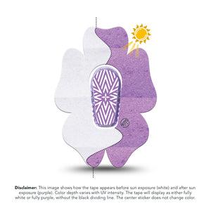 ExpressionMed Solar Violet Dexcom G6 Flower Shape Tape, Single Tape and Single Sticker Photochromatic Color Shift, Adhesive Patch Continuous Glucose Monitor Design