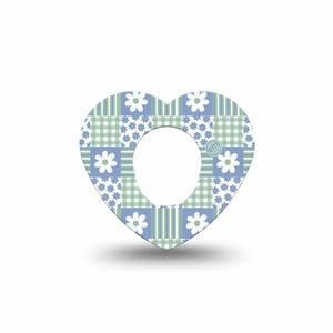 ExpressionMed Patchwork Flowers Dexcom G7 and Dexcom Stelo Glucose Biosensor System Heart, Single Tape Floral plaid Decorative Patch for CGM