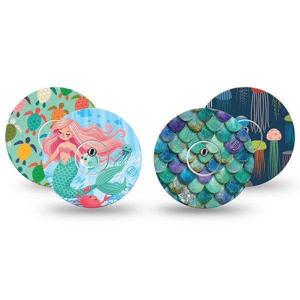 ExpressionMed Tidepool Freestyle Libre 3 and Libre 3 Plus, tape and sticker  underwater sea life pattern Fixing Ring Tape for Continuous Glucose Monitor