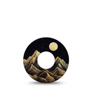 ExpressionMed Black Mountain Infusion Set Tape, 5-Pack Tape Gold Black Line Mountain Peaks, Overlay Patch Continuous Glucose Monitor Design