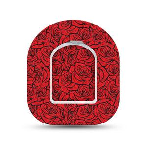 ExpressionMed Roses Omnipod Mini, Single Tape and Single Sticker Line art roses Sensor Cover For Pump