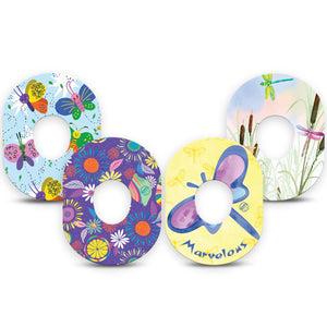 ExpressionMed Graceful Gliders Variety Pack Dexcom G7 Tape, Dexcom Stelo Glucose Biosensor System, 4-Pack Tape Purple Dragonflies, Overlay Tape CGM Design