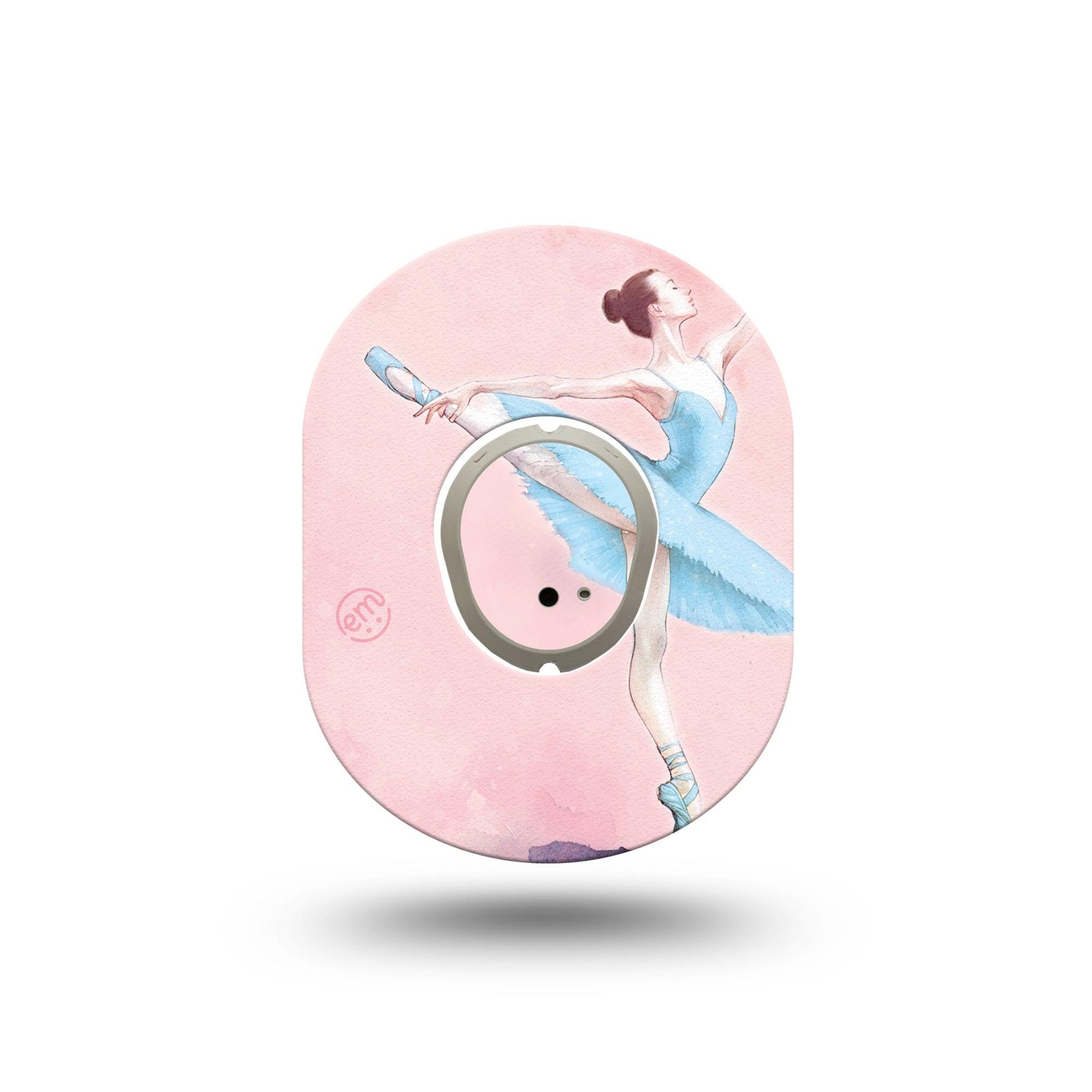 ExpressionMed Ballerina Dexcom G7 Mini Tape, Dexcom Stelo Glucose Biosensor System, Single Tape and Single Sticker Soft Pink Ballerina Patch Continuous Glucose Monitor Design