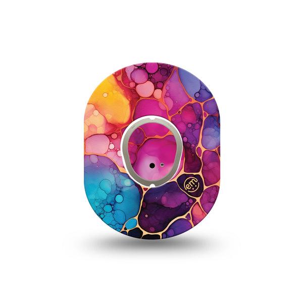 ExpressionMed Rainbow Ink Dexcom G7 and Dexcom Stelo Glucose Biosensor System Mini, Single Tape and Single Sticker Blended color strokes Waterproof Sensor Cover for CGM