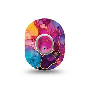 ExpressionMed Rainbow Ink Dexcom G7 and Dexcom Stelo Glucose Biosensor System Mini, Single Tape and Single Sticker Blended color strokes Waterproof Sensor Cover for CGM