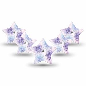 ExpressionMed Wisteria Fade Freestyle Libre 3 and Libre 3 Plus Star, 5-Pack Tape and 5-Pack Sticker Faded purple petals Fixing Ring Patch for Continuous Glucose Monitor