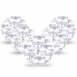 ExpressionMed Airplane Freestyle Libre and Libre 2 Plus Tape, Abbott Lingo, 5-Pack Tape and 5-Pack Sticker Glider Planes, Fixing Ring Tape Continuous Glucose Monitor Design