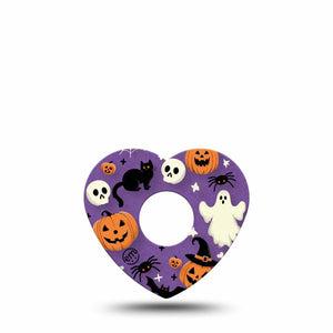 ExpressionMed Happy Halloween Freestyle Libre 3 Heart Shape Tape Single Black Cat Spooky Spiders Patch CGM Design