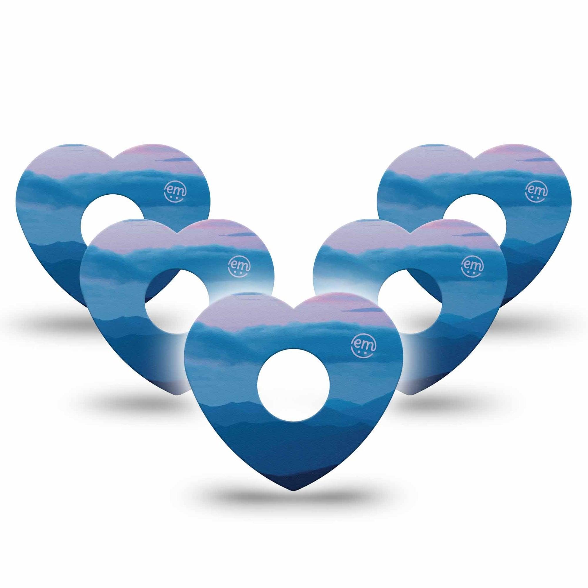 ExpressionMed Watercolor Skies Freestyle Libre 3 and Libre 3 Plus Heart Shape Tape 5-Pack Tape Dreamy Skies, Plaster CGM Design