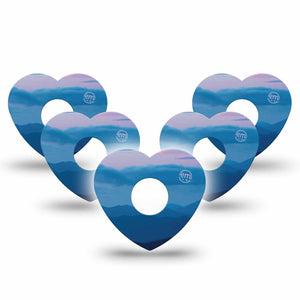 ExpressionMed Watercolor Skies Freestyle Libre 3 and Libre 3 Plus Heart Shape Tape 5-Pack Tape Dreamy Skies, Plaster CGM Design