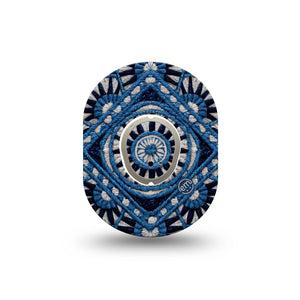 ExpressionMed Indigo Loomwork Dexcom G7 and Dexcom Stelo Glucose Biosensor System Mini, Single Tape and Single Sticker Rugged geometric design Waterproof Sensor Cover for CGM