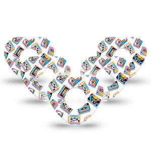 ExpressionMed Vintage Music Tapes Infusion Set Heart Shape Tape 10-Pack Tape Funky Bright Music Tapes, Adhesive Tape Continuous Glucose Monitor Design