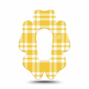 ExpressionMed yellow gingham Dexcom G6 Flower, Single Tape Retro yellow plaid Overlay Tape for CGM