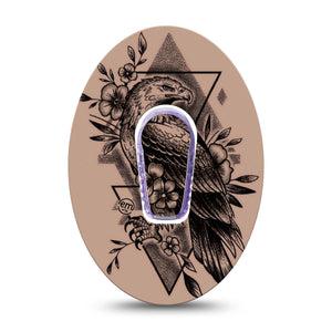 ExpressionMed Hawk Dexcom G6 Sticker and Tape,  Floral Hawk Tattoo, Vinyl Sticker and Tape Design CGM Design
