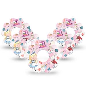 ExpressionMed Alice in Wonderland Infusion Set Flower Shape Tape 10-pack Tape Red Queen Alice In Wonderland, Plaster Continuous Glucose Monitor Design