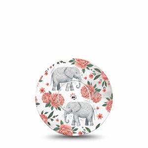 ExpressionMed Sweet Elephants Freestyle Libre, Libre 2 Plus, and Abbott Lingo, Single Tape and Single Sticker soft animal graphic Overlay Patch for CGM