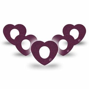 ExpressionMed Wine Red Dexcom G7 Heart Shape Tape, Dexcom Stelo Glucose Biosensor System, 5-Pack Tape Basic Color, Overlay Patch CGM Design
